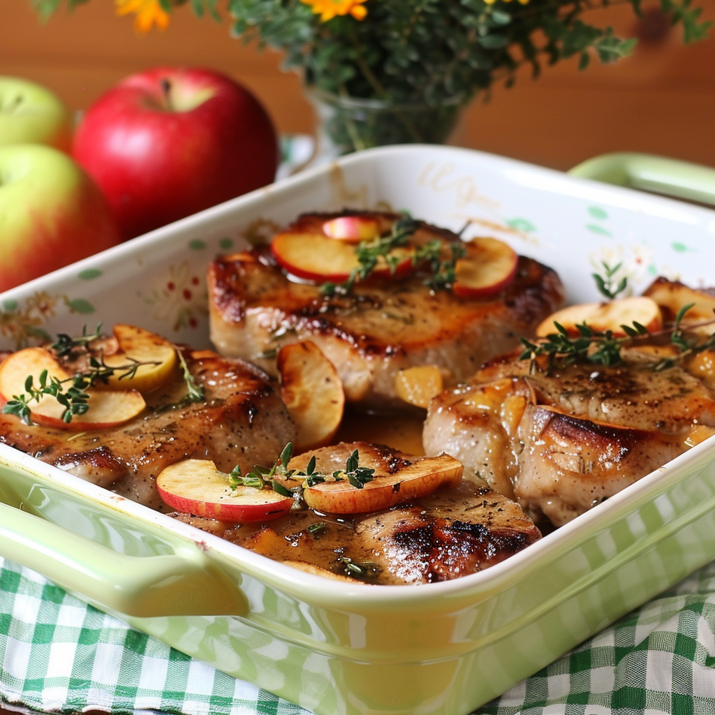 Baked Pork Chops with Sweet Apple Sauce Recipe