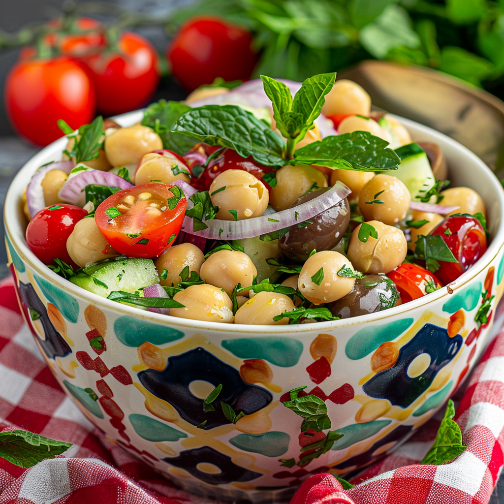 Vegan Mediterranean Chickpea Salad – Refreshing Summer Recipe with Lemon-Olive Oil Dressing