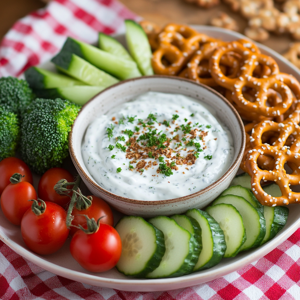 Greek Yogurt and Veggie Dip Plate - Healthy Snack