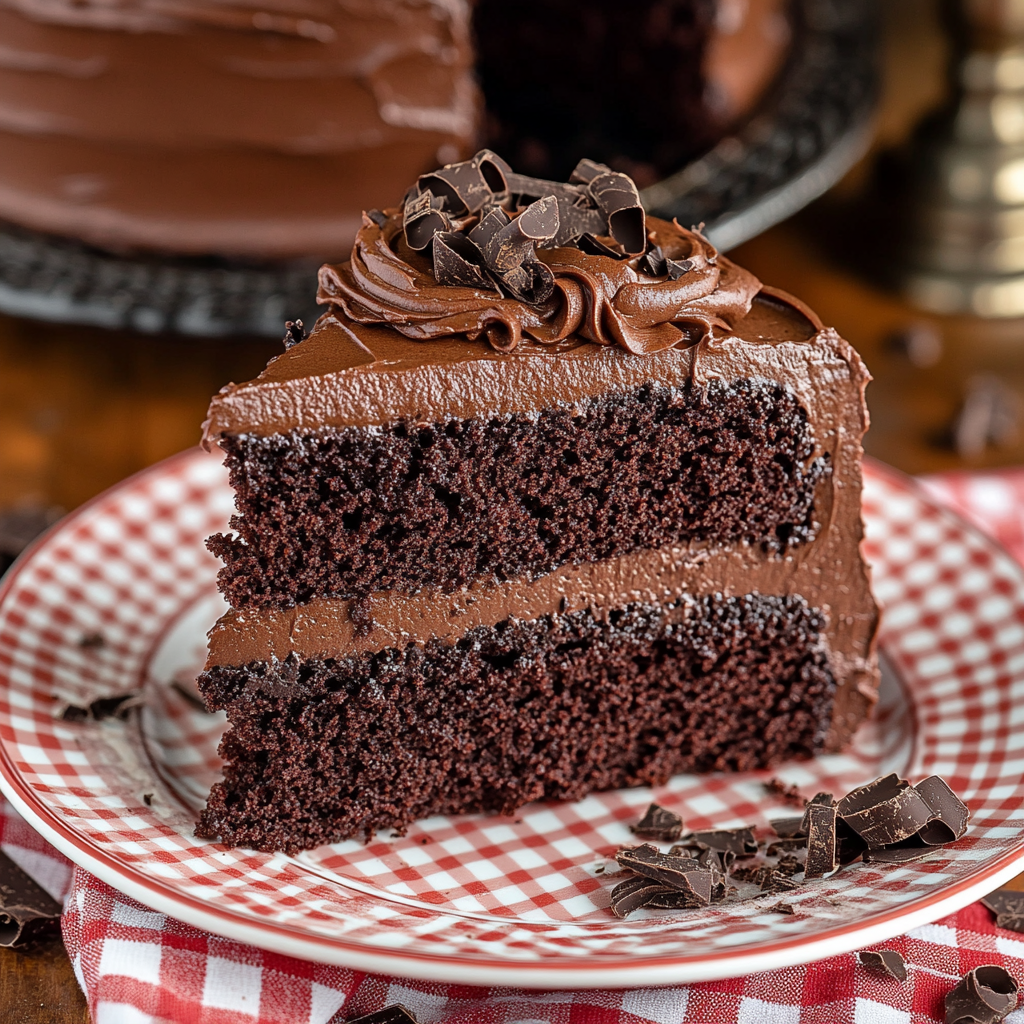 Devil’s Food Cake with Dark Chocolate Buttercream Frosting