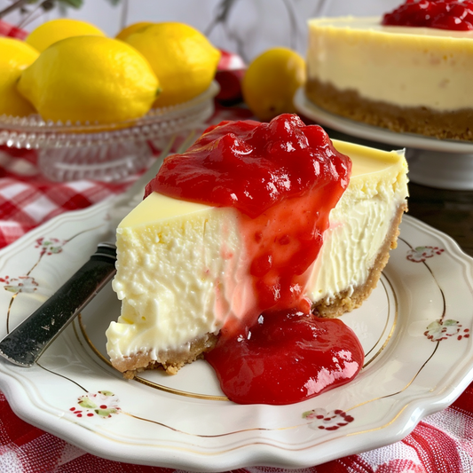 Classic New York Cheesecake with Fresh Strawberry Topping