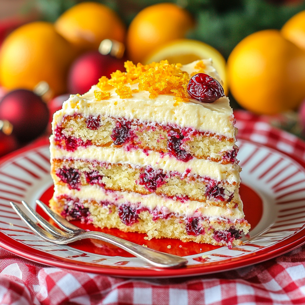 Cranberry Orange Layer Cake with Zesty Orange Frosting