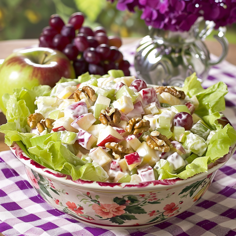 Classic Waldorf Salad with Apples, Grapes, and Crunchy Walnuts