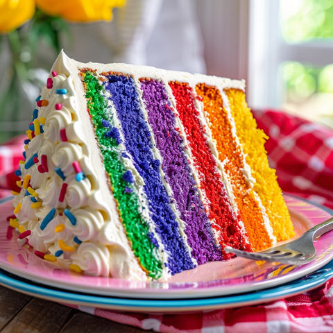 Naturally Colored 6-Layer Rainbow Cake – A Showstopper with Plant-Based Food Coloring