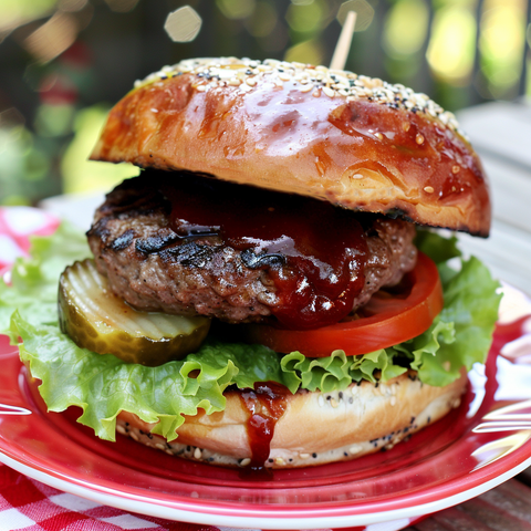 Juicy Homemade Burgers with BBQ Sauce and Fresh Toppings