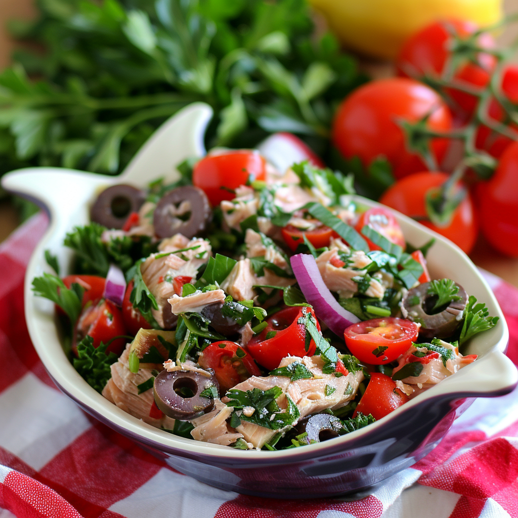 Mediterranean Tuna Salad Recipe with Lemon and Olive Oil