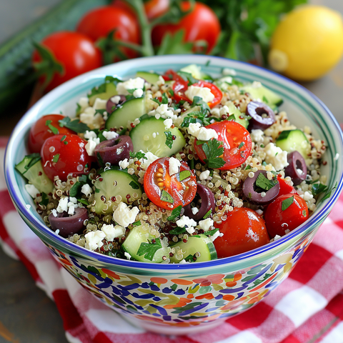 Mediterranean Quinoa Salad Recipe with Feta and Fresh Vegetables