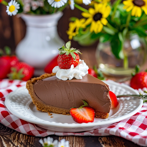 No-Bake Chocolate Cheesecake with Whipped Cream and Graham Cracker Crust