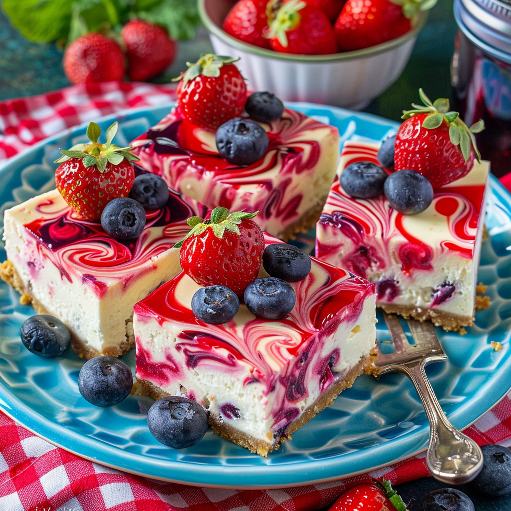 Naturally Colorful Cheesecake Bars - Easy No-Bake Fruit Swirl Recipe