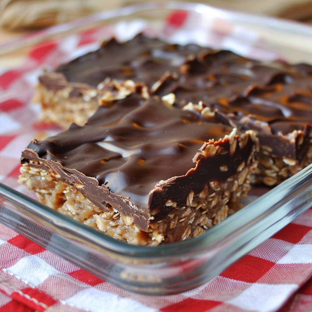 No-Bake Chocolate Oat Bars with Natural Peanut Butter