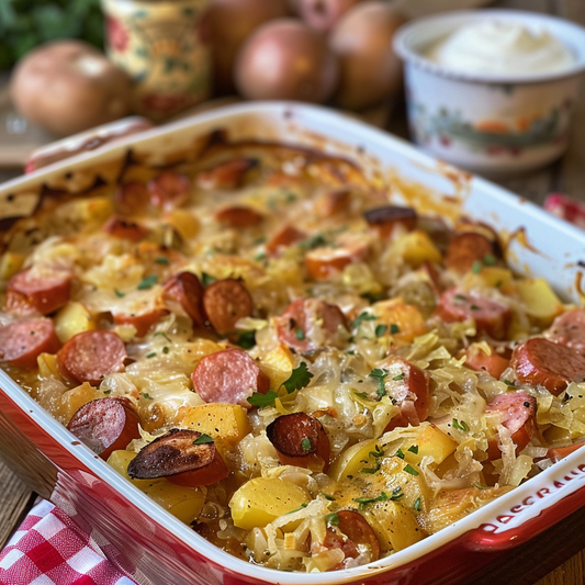 Savory Potato, Sauerkraut, and Kielbasa Casserole: A Hearty Comfort Food