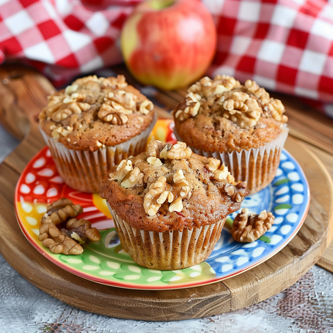 Apple Walnut Muffins with Honey - Perfect for Breakfast or Snack