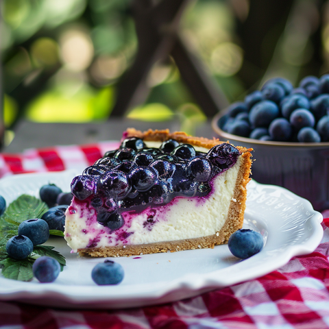 No-Bake Blueberry Yogurt Cheesecake with Fresh Blueberries