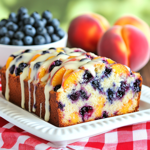 Blueberry Peach Loaf Recipe with Lemon Drizzle - Perfect for Book Club Gatherings