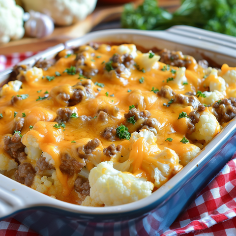 Cheesy Ground Beef & Cauliflower Casserole: A Low-Carb Comfort Food Favorite