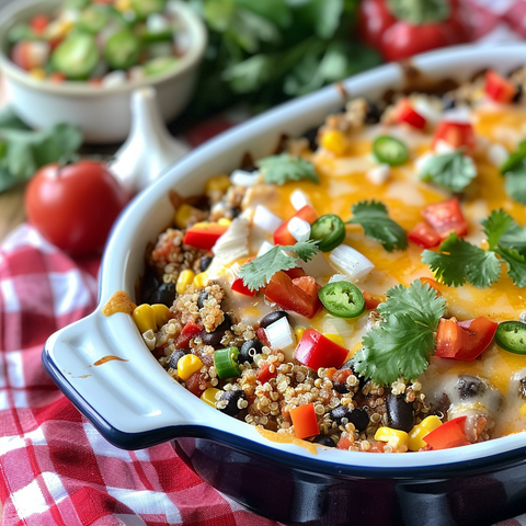 Cheesy Mexican Quinoa Vegan Casserole: A Flavorful Plant-Based Delight