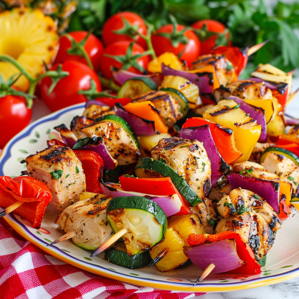 Juicy Grilled Chicken Kabobs with Pineapple and Veggies