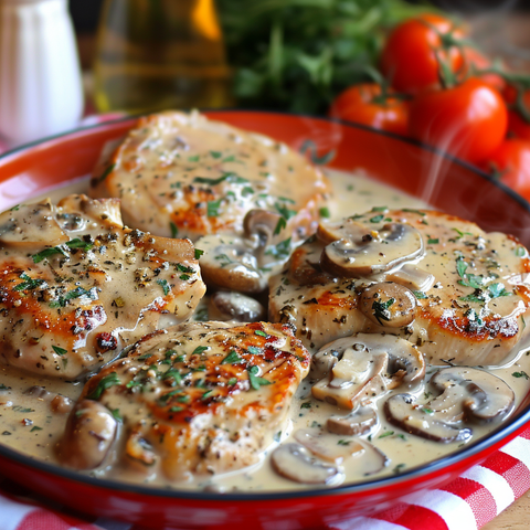 Garlic Butter Pork Chops with Creamy Mushroom Sauce