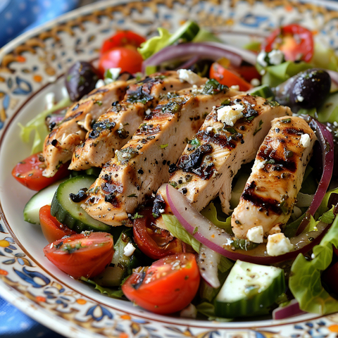 Greek Salad & Grilled Chicken: A Wholesome and Vibrant Mediterranean Delight