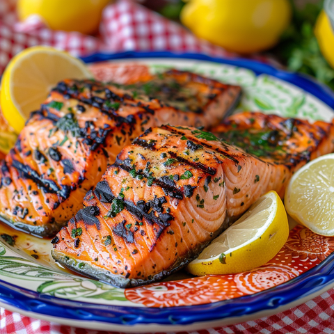 Grilled Wild Sockeye Salmon with Lemon