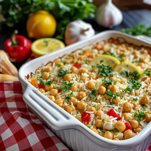 Lemon Chickpea and Rice Casserole Recipe