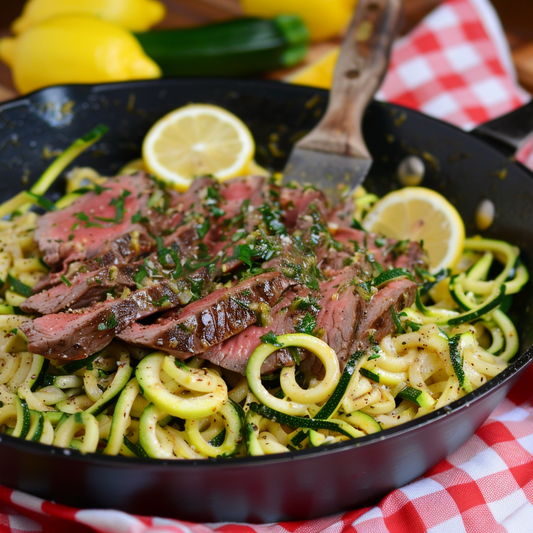 Lemon Garlic Steak with Zucchini Noodles: A Quick and Flavorful Low-Carb Dinner