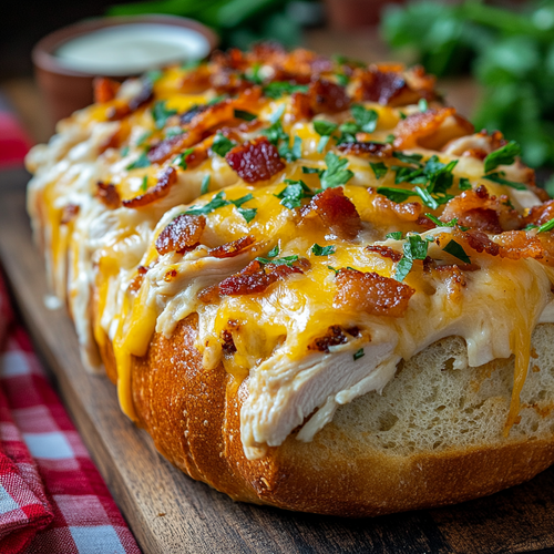 Chicken Bacon Ranch Stuffed French Loaf Sandwich