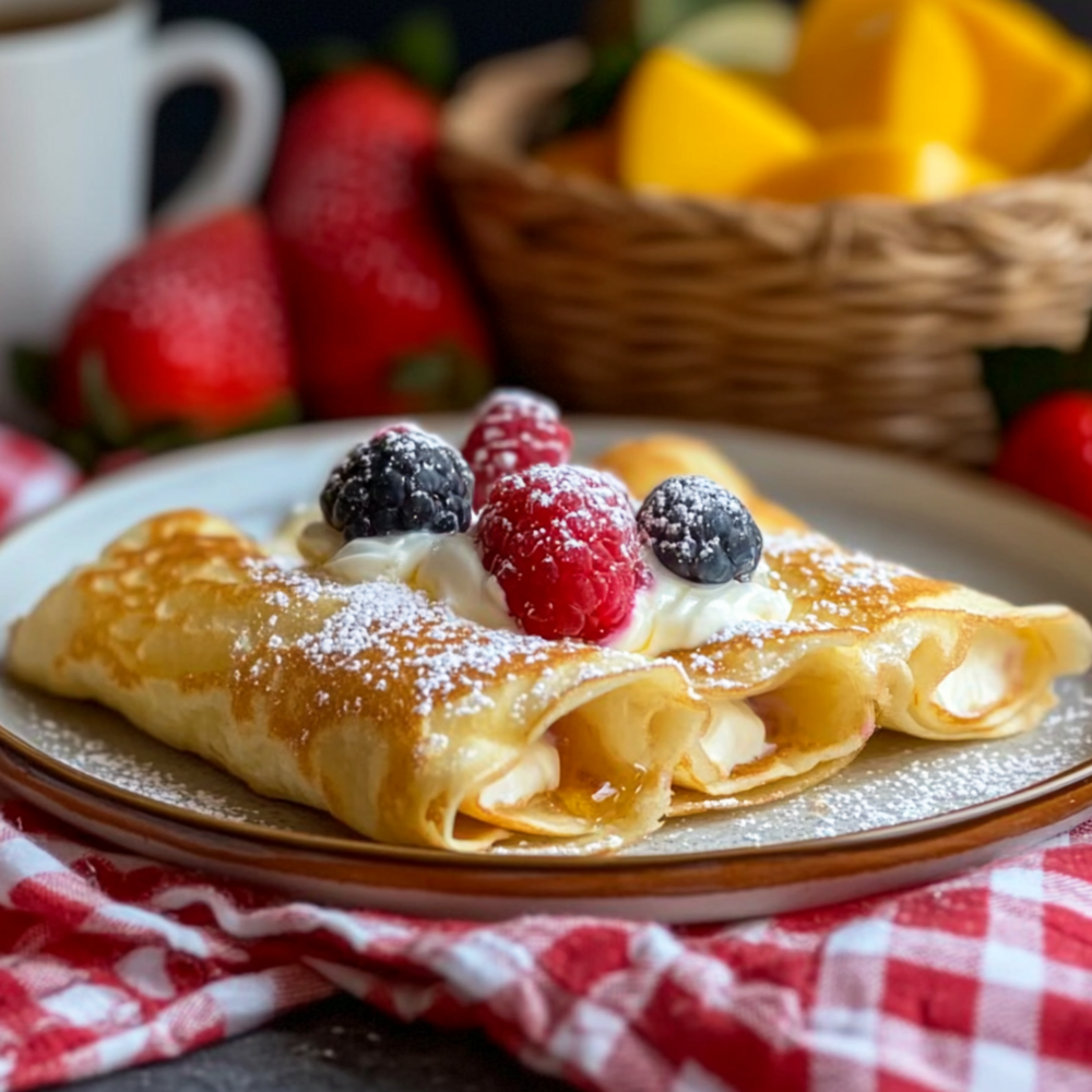 Breakfast Crêpes with Fresh Fruit & Yogurt