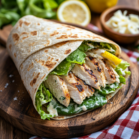 Chicken Caesar Salad Wrap with Shaved Parmesan
