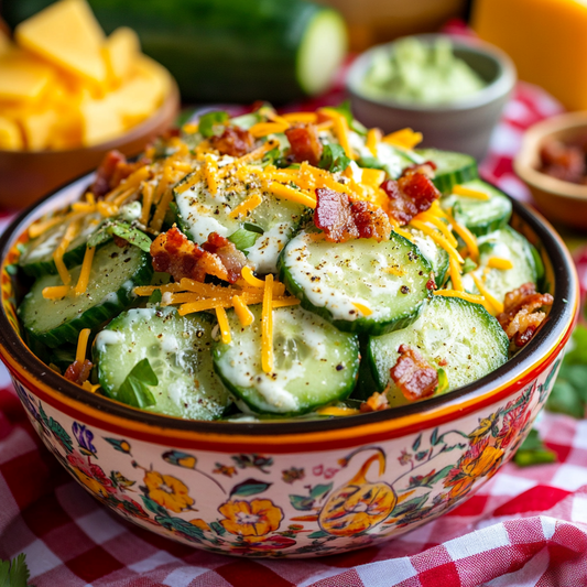 Cucumber Cheese & Bacon Salad