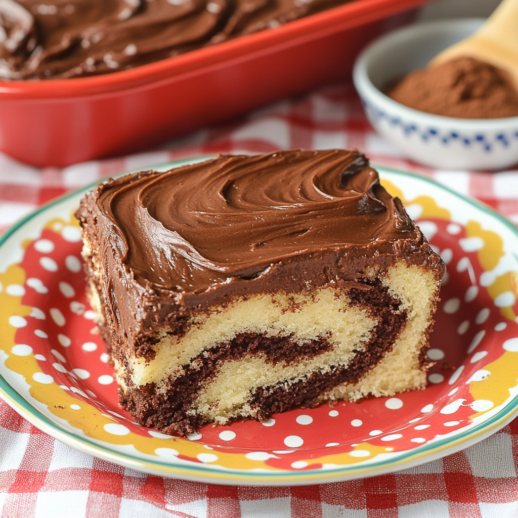 Marble Cake with Chocolate Frosting Recipe