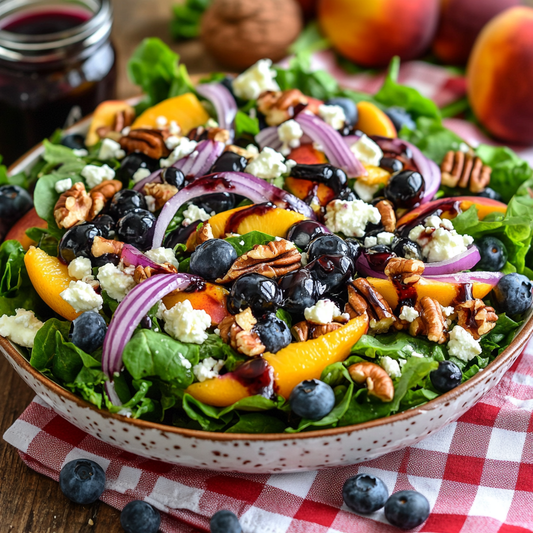 Blueberry Peach Feta Salad with Greens