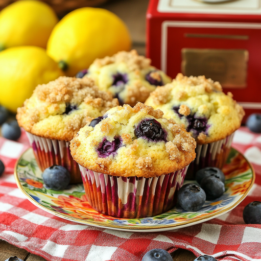 Lemon Blueberry Muffins with Streusel Topping