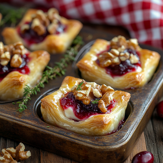 Brie and Cranberry Puff Pastry Bites