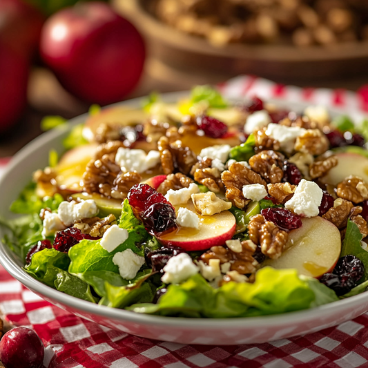 Crisp Apple Salad with Candied Walnuts and Dried Cranberries