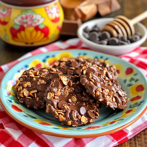 No Bake Chocolate Peanut Butter Cereal Drops with Dark Chocolate