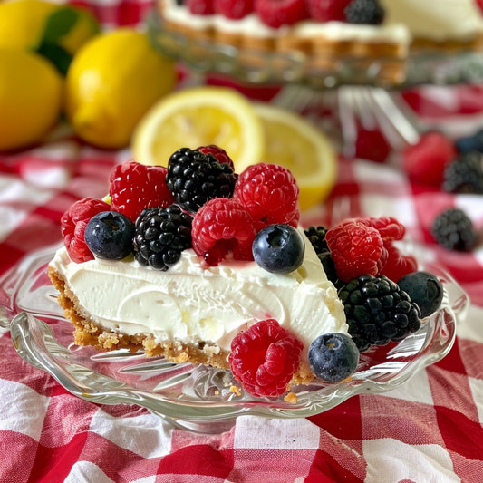 No-Bake Lemon Cheesecake with Greek Yogurt and Fresh Berries