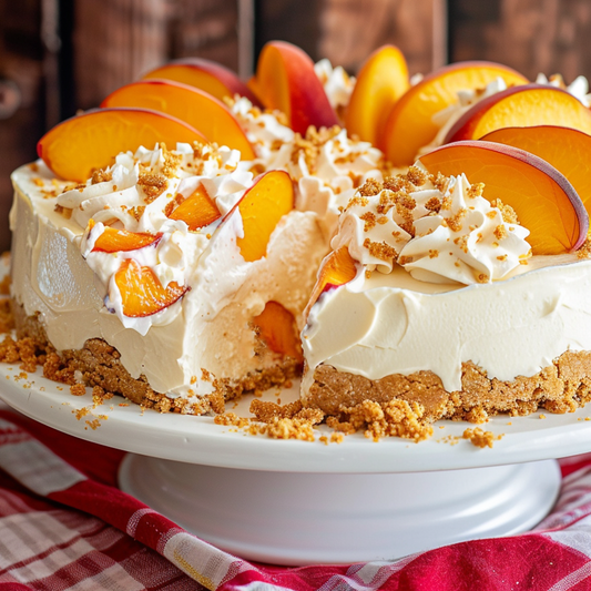 Easy No-Bake Peach Cheesecake with Fresh or Frozen Peaches