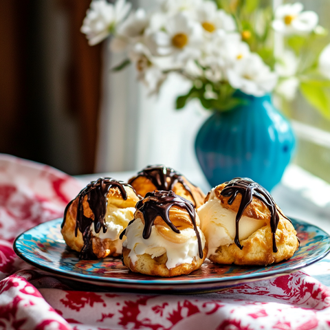 Classic Profiteroles Recipe: French Pastries with Ice Cream and Chocolate Sauce