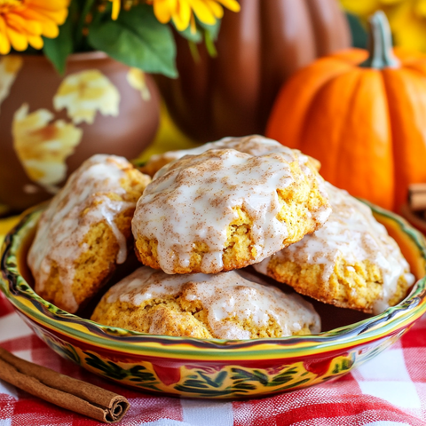 Pumpkin Scones with Cinnamon Glaze