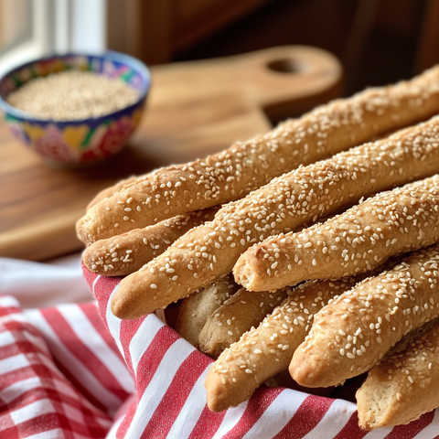 Easy Homemade Sesame Breadsticks Recipe - Perfect for Snacking and Appetizers