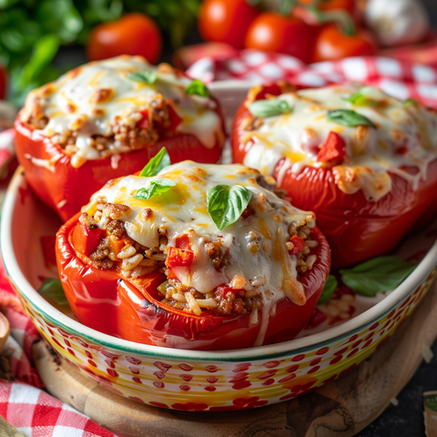 Delicious Gluten-Free Stuffed Red Bell Peppers with Savory Turkey and Rice Filling