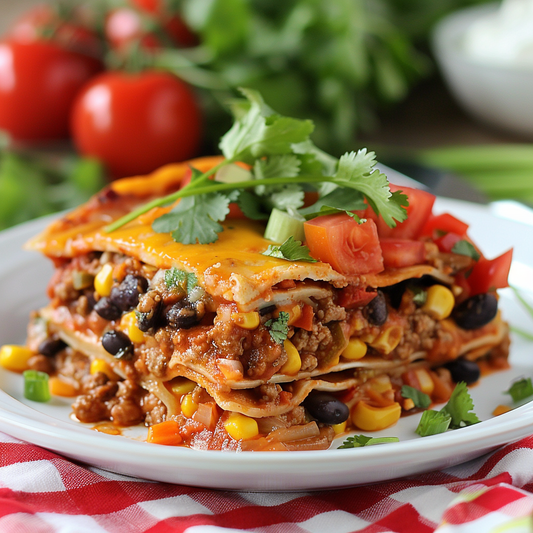 Tex-Mex Turkey or Beef Lasagna with Corn Tortillas and Cheese