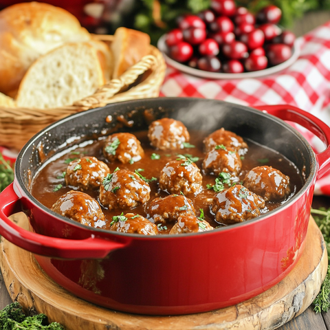 Simple Turkey Meatballs with Gravy