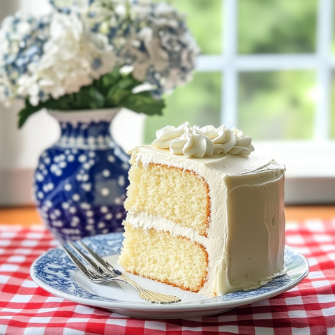 Classic Two-Layer Vanilla Cake with Vanilla Buttercream Frosting