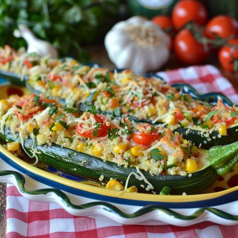 Delicious Gluten-Free Quinoa Stuffed Zucchini Boats: A Nutritious and Flavorful Plant-Based Meal