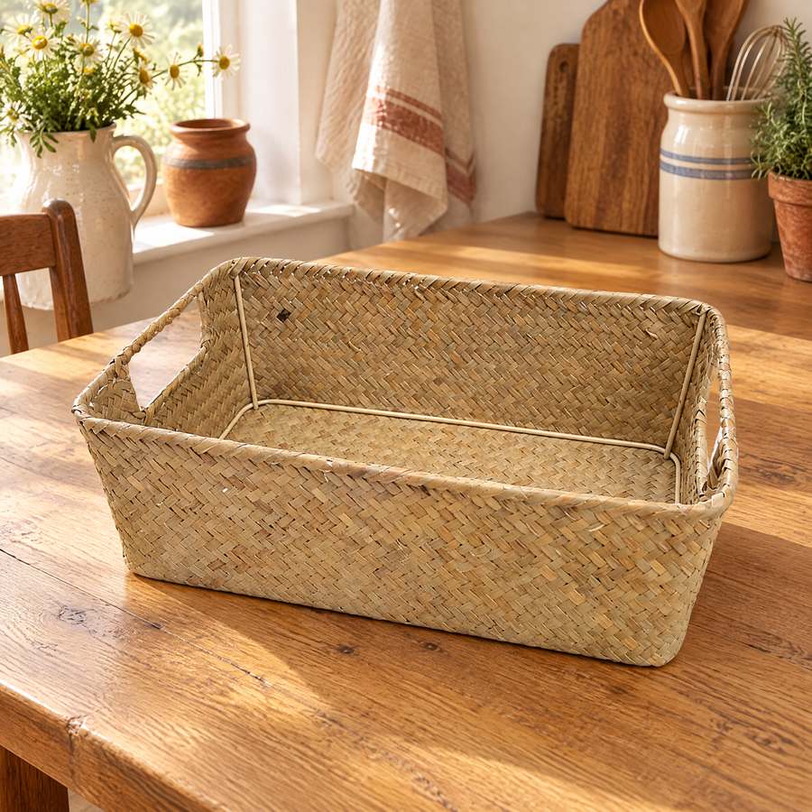 Basket Woven Bread Basket — complete selected contents
