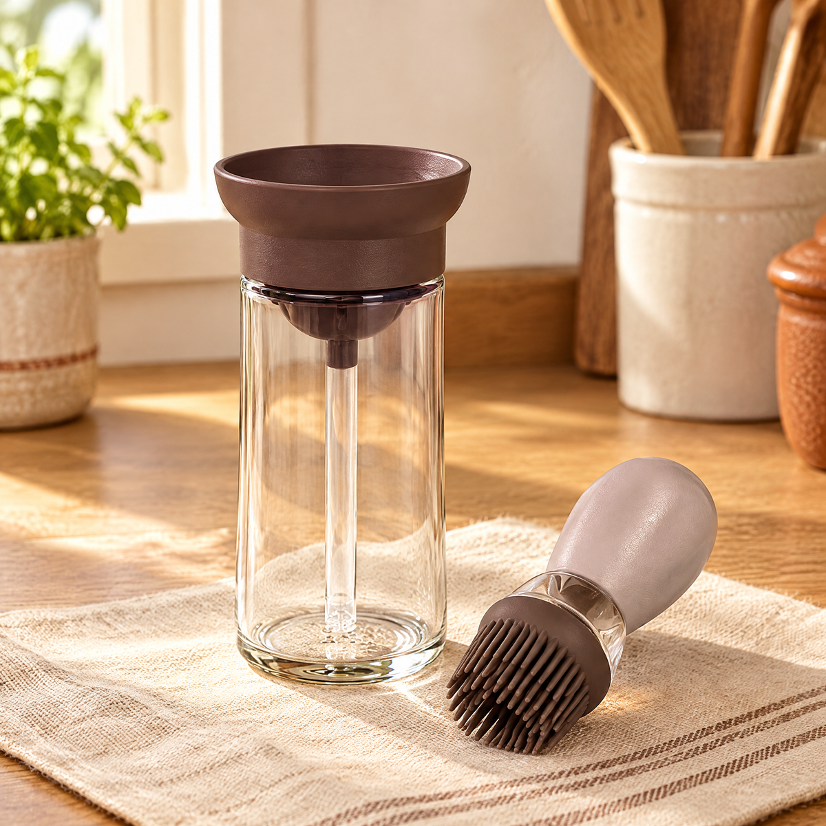 Baste Coffee Oil Brush Bottle detail: Baste Coffee Oil Brush Bottle: the actual removable compact bristle head