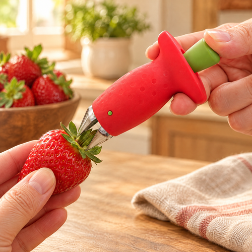 Berry Red Strawberry Huller use: Berry Red Strawberry Huller: a careful hand-led strawberry step