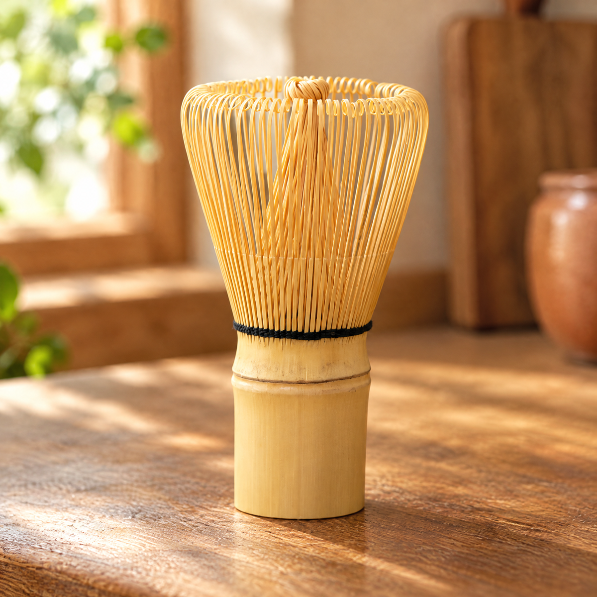 Bloom Bamboo Matcha Whisk: fine bamboo tines and binding